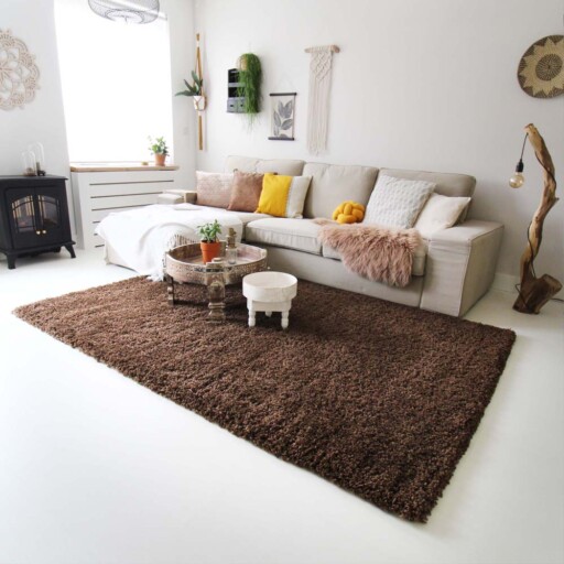 Hoogpolig vloerkleed shaggy Royal 5cm hoogte - bruin - sfeer, thumbnail