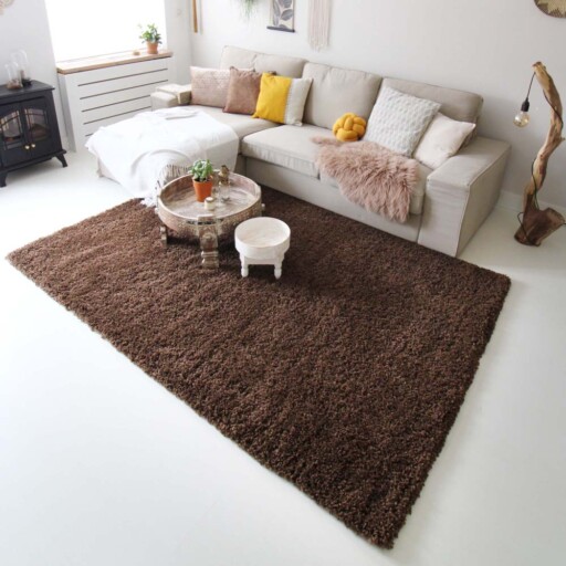 Hoogpolig vloerkleed shaggy Royal 5cm hoogte - bruin - sfeer