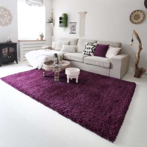 Hoogpolig vloerkleed shaggy Royal 5cm hoogte - paars - sfeer, thumbnail