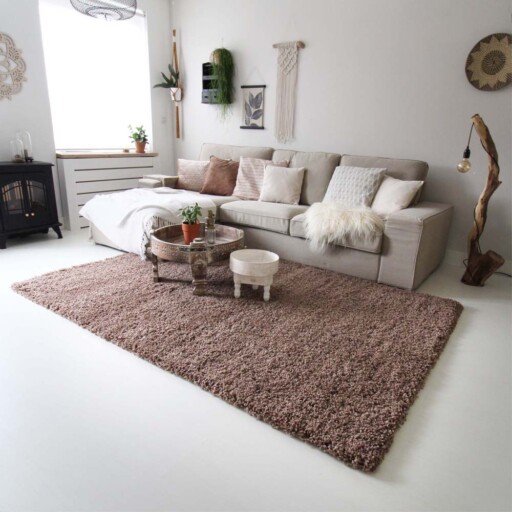 Hoogpolig vloerkleed shaggy Royal 5cm hoogte - mokka - sfeer, thumbnail