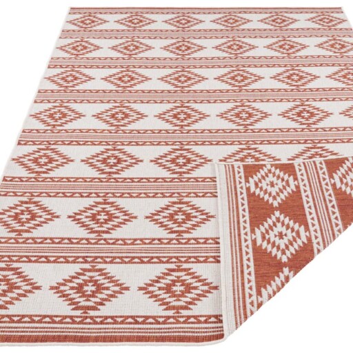 Design binnen & buiten vloerkleed Maple - terracotta/crème - overzicht schuin, thumbnail