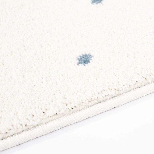 Vloerkleed kinderkamer Wolk & Ster 3D - crème/blauw - close up zijkant, thumbnail