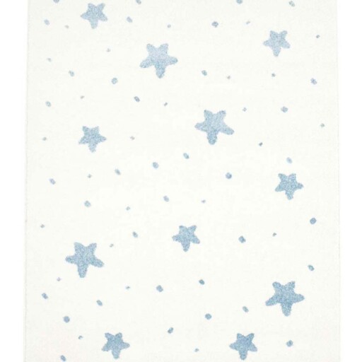 Vloerkleed kinderkamer Kleine Sterren 3D - crème/blauw - overzicht boven