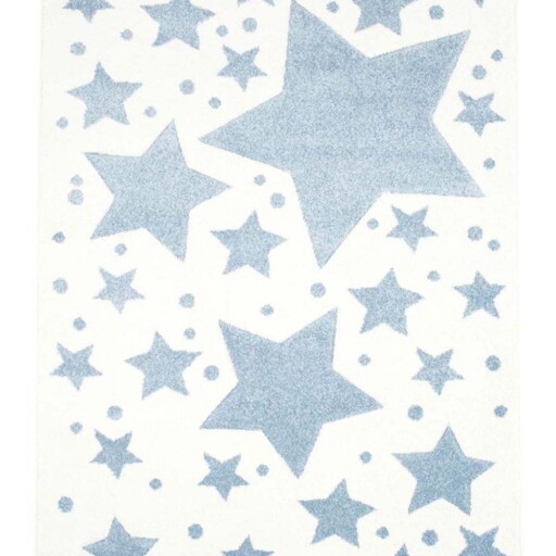 Vloerkleed kinderkamer Sterren 3D - crème/blauw - overzicht boven