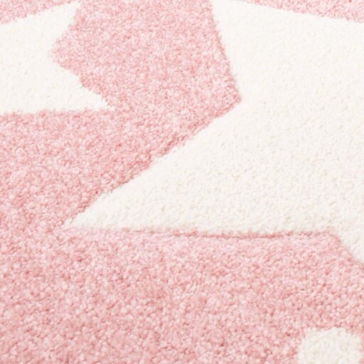 Rond vloerkleed kinderkamer Sterren 3D - roze/crème - close up materiaal, thumbnail