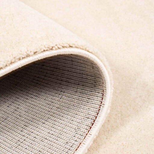 Rond vloerkleed effen velours Gala - ivoorwit - close up vouw, thumbnail