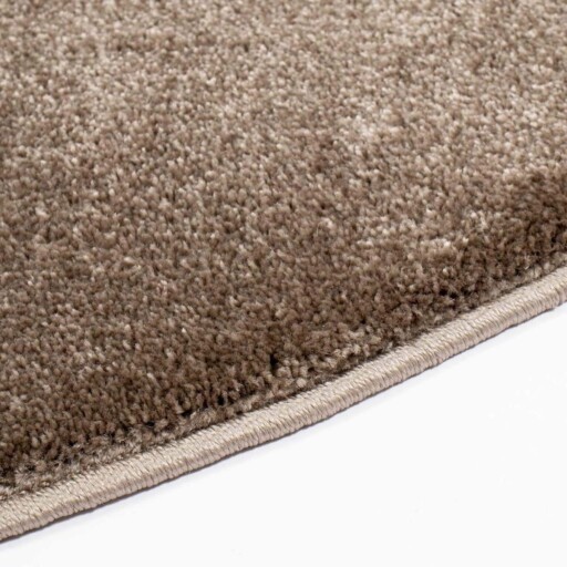 Rond vloerkleed effen velours Gala - bruin - close up zijkant, thumbnail