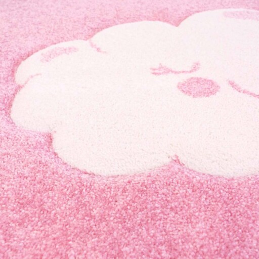 Vloerkleed kinderkamer Wolken 3D - roze - close up materiaal, thumbnail