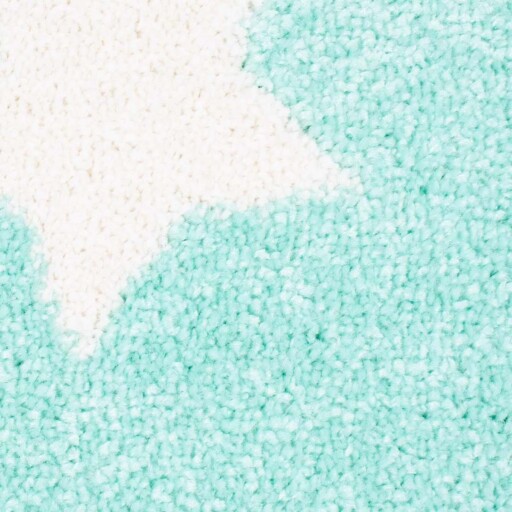 Vloerkleed kinderkamer Sterren 3D - mintblauw/Crème - close up materiaal, thumbnail