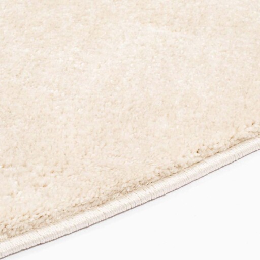 Rond vloerkleed effen velours Gala - ivoorwit - close up zijkant, thumbnail