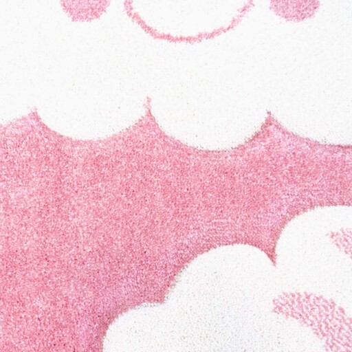 Vloerkleed kinderkamer Wolken 3D - roze - close up materiaal, thumbnail