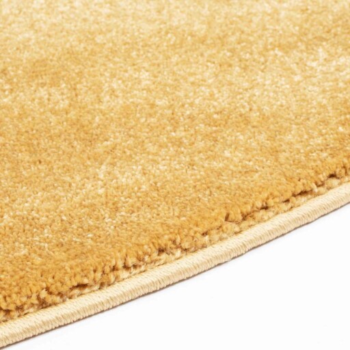 Rond vloerkleed effen velours Gala - geel - close up zijkant, thumbnail