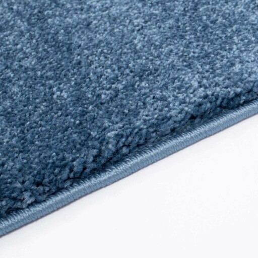 Effen vloerkleed velours Gala - donkerblauw - close up zijkant, thumbnail