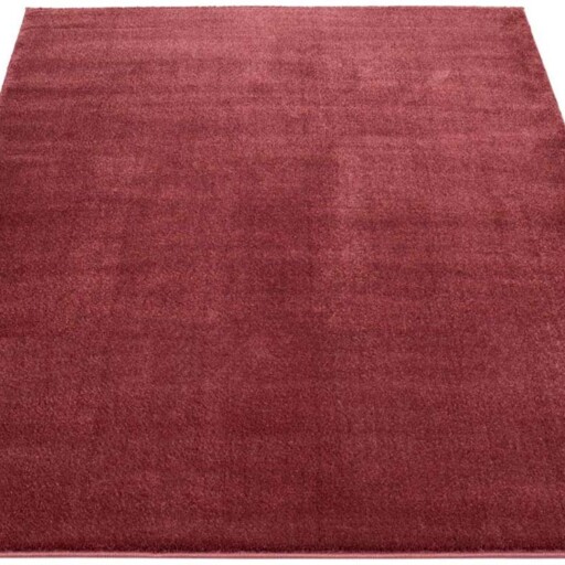 Effen vloerkleed velours Gala - rood - overzicht schuin, thumbnail