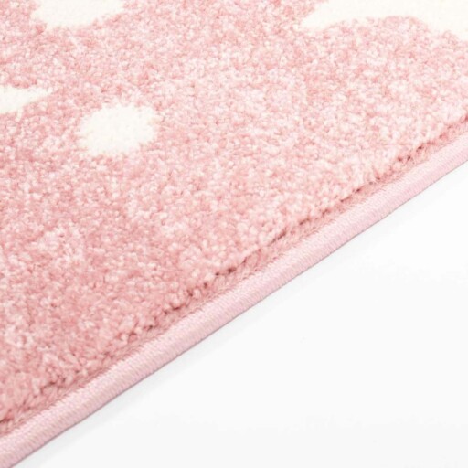 Vloerkleed kinderkamer Sterren 3D - roze/crème - close up zijkant, thumbnail