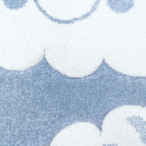 Vloerkleed kinderkamer Wolken 3D - blauw - close up materiaal, thumbnail