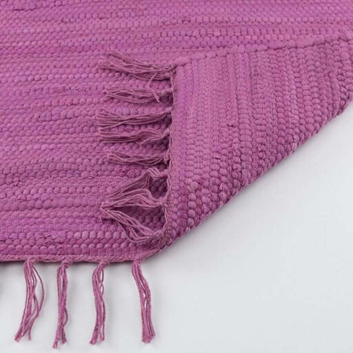 Kelim vloerkleed effen handweef Bomull - paars - close up vouw, thumbnail