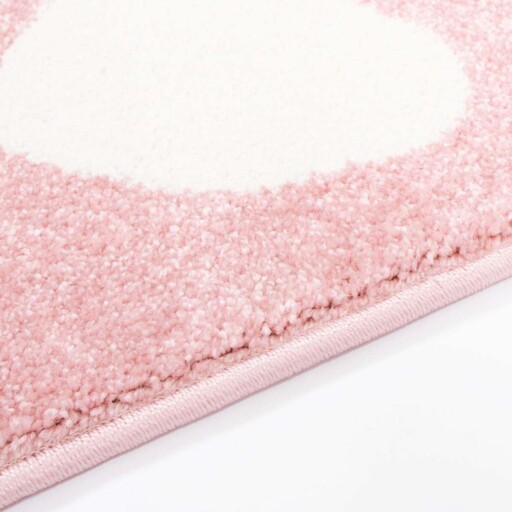 Vloerkleed kinderkamer Hartjes 3D - roze/crème - close up zijkant, thumbnail