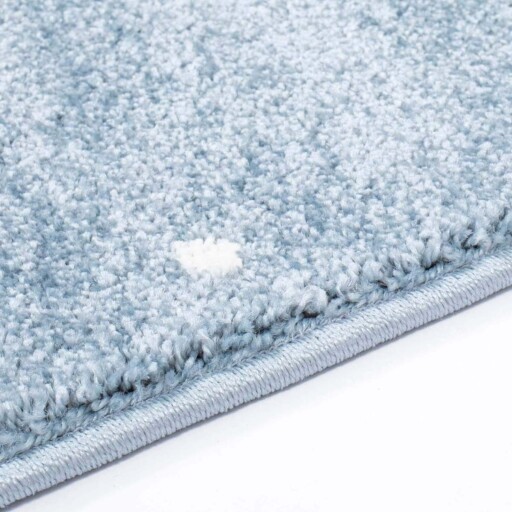 Vloerkleed kinderkamer Wolk & Ster 3D - blauw/crème - close up zijkant, thumbnail