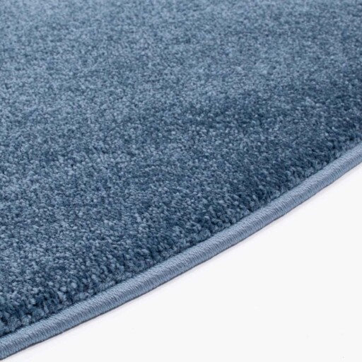 Rond vloerkleed effen velours Gala - donkerblauw - close up zijkant, thumbnail