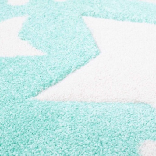 Vloerkleed kinderkamer Sterren 3D - mintblauw/Crème - close up materiaal, thumbnail