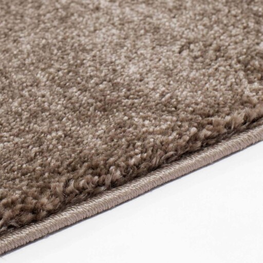 Effen vloerkleed velours Gala - bruin - close up zijkant, thumbnail