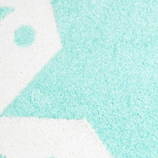 Rond vloerkleed kinderkamer Sterren 3D - crème/mintblauw - close up materiaal, thumbnail