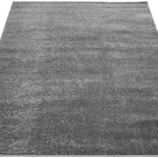 Effen vloerkleed velours Gala - donkergrijs - overzicht schuin, thumbnail