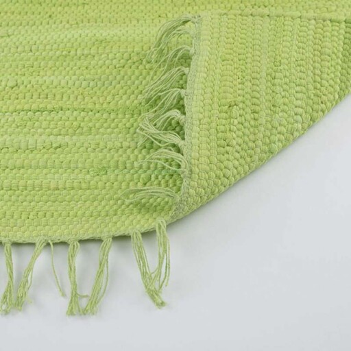 Kelim vloerkleed effen handweef Bomull - groen - close up vouw, thumbnail