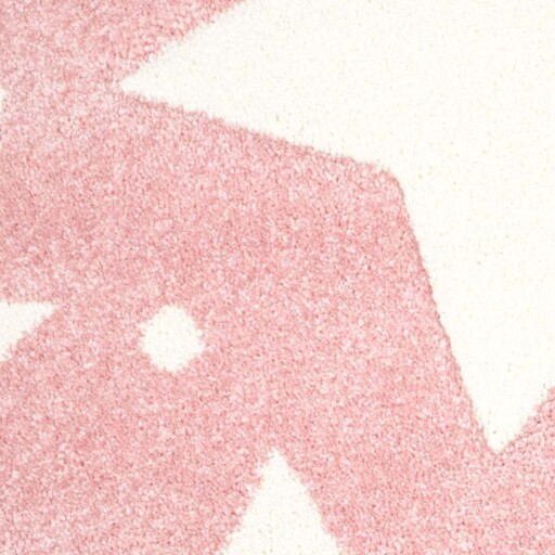 Rond vloerkleed kinderkamer Sterren 3D - roze/crème - close up materiaal, thumbnail