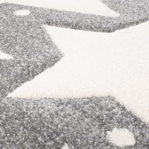 Rond vloerkleed kinderkamer Sterren 3D - grijs/crème - close up materiaal, thumbnail