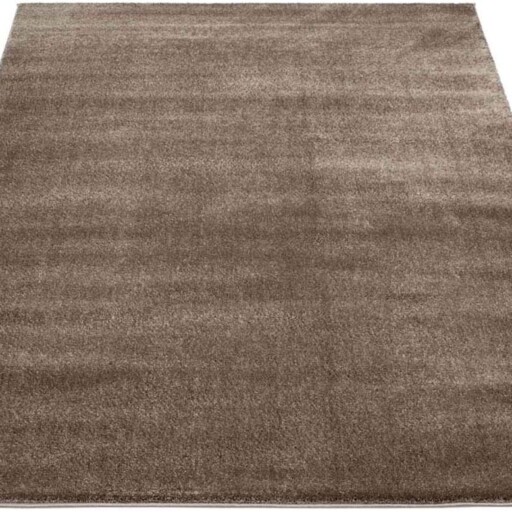 Effen vloerkleed velours Gala - bruin - overzicht schuin, thumbnail