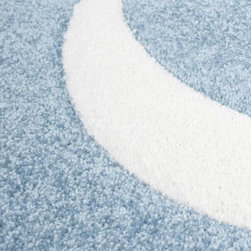 Rond vloerkleed kinderkamer Anker 3D - blauw - close up materiaal, thumbnail