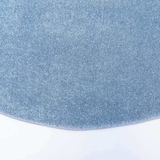 Rond vloerkleed kinderkamer effen Softpile - blauw - close up zijkant, thumbnail
