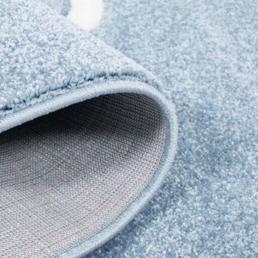 Rond vloerkleed kinderkamer Anker 3D - blauw - close up vouw, thumbnail