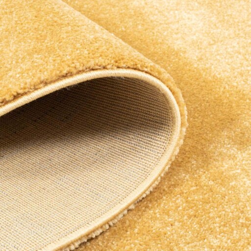 Rond vloerkleed effen velours Gala - geel - close up vouw, thumbnail