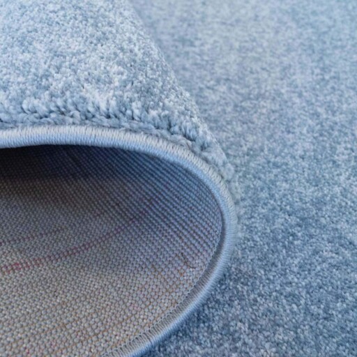 Rond vloerkleed kinderkamer effen Softpile - blauw - close up vouw, thumbnail