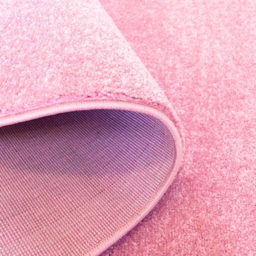 Rond vloerkleed kinderkamer effen Softpile - roze - close up vouw, thumbnail