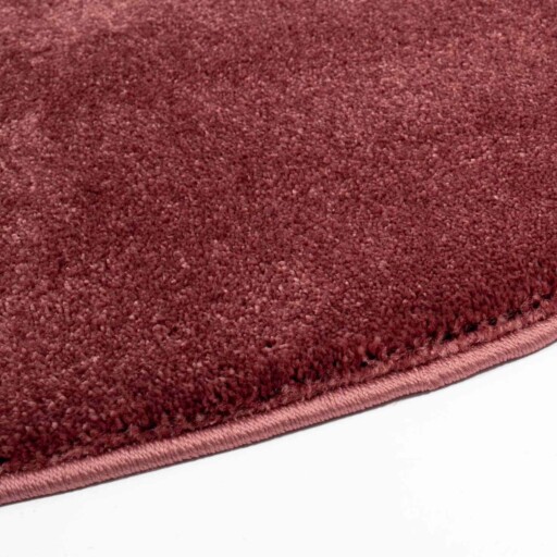 Rond vloerkleed effen velours Gala - rood - close up zijkant, thumbnail