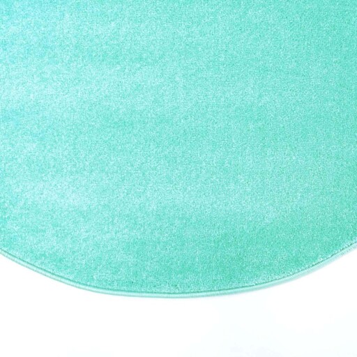 Rond vloerkleed kinderkamer effen Softpile - mintblauw - close up zijkant, thumbnail