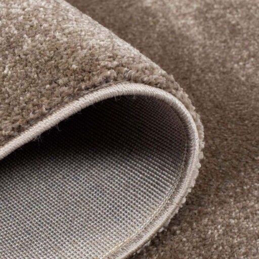 Rond vloerkleed effen velours Gala - bruin - close up vouw, thumbnail