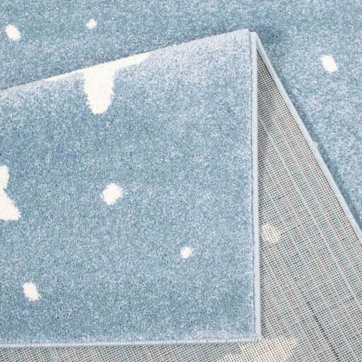 Vloerkleed kinderkamer Kleine Sterren 3D - blauw/crème - close up vouw, thumbnail