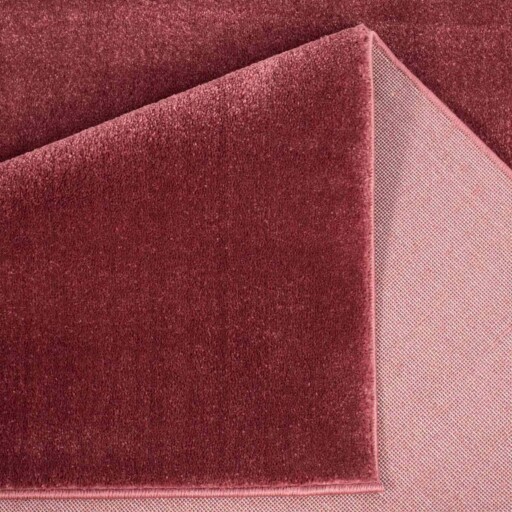 Effen vloerkleed velours Gala - rood - close up vouw, thumbnail