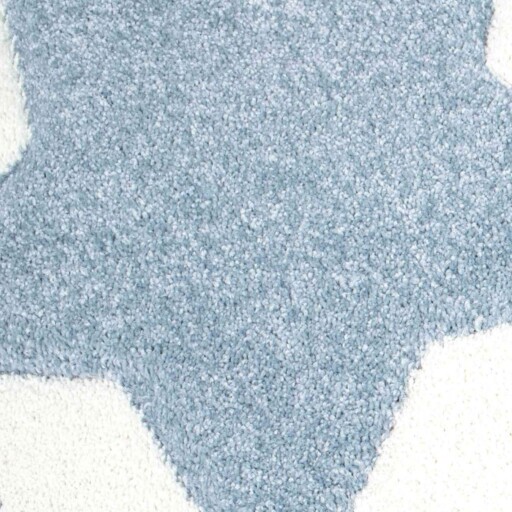 Rond vloerkleed kinderkamer Sterren 3D - crème/blauw - close up materiaal, thumbnail