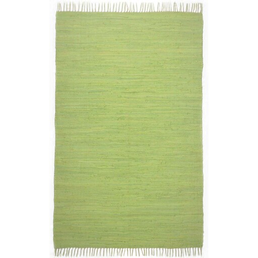 Kelim vloerkleed effen handweef Bomull - groen - overzicht boven, thumbnail