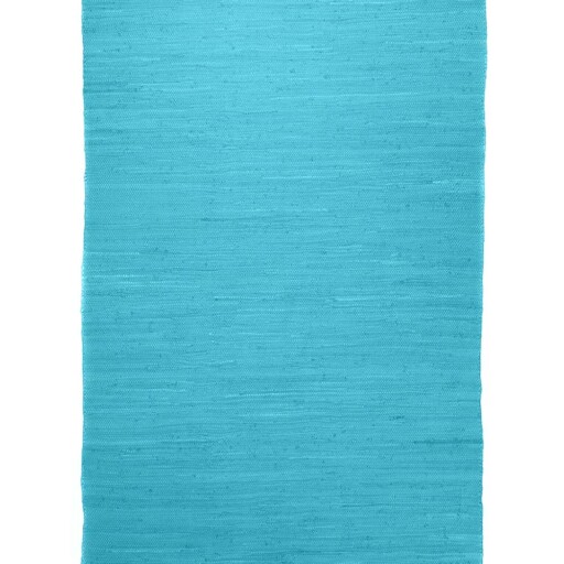 Kelim vloerkleed effen handweef Bomull - turquoise - overzicht boven, thumbnail