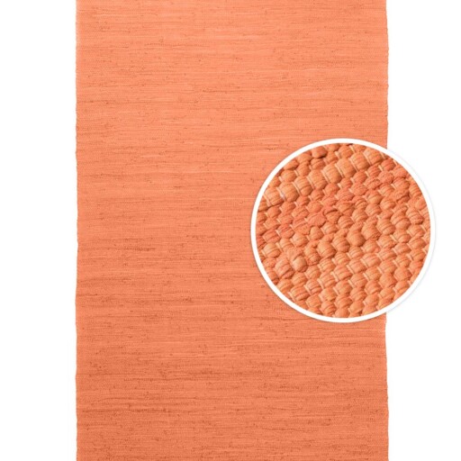 Kelim vloerkleed effen handweef Bomull - terracotta - overzicht boven