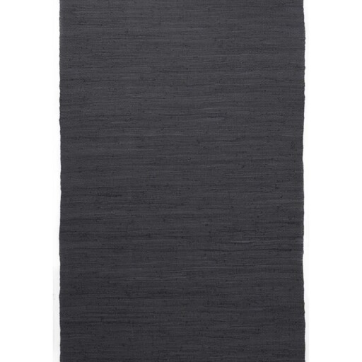 Kelim vloerkleed effen handweef Bomull - antraciet - overzicht boven, thumbnail