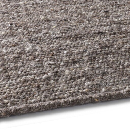 Wollen vloerkleed handweef Oslo - grijs - close up zijkant, thumbnail