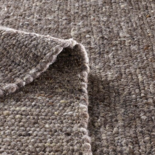 Wollen vloerkleed handweef Oslo - grijs - close up vouw, thumbnail